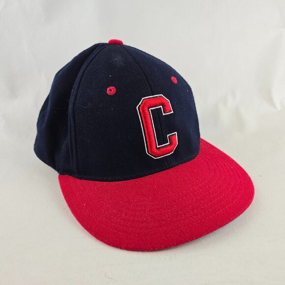 Zephyr Hat Fitted Medium Large Black Red C Logo Indian Head Acrylic Baseball - Picture 1 of 9